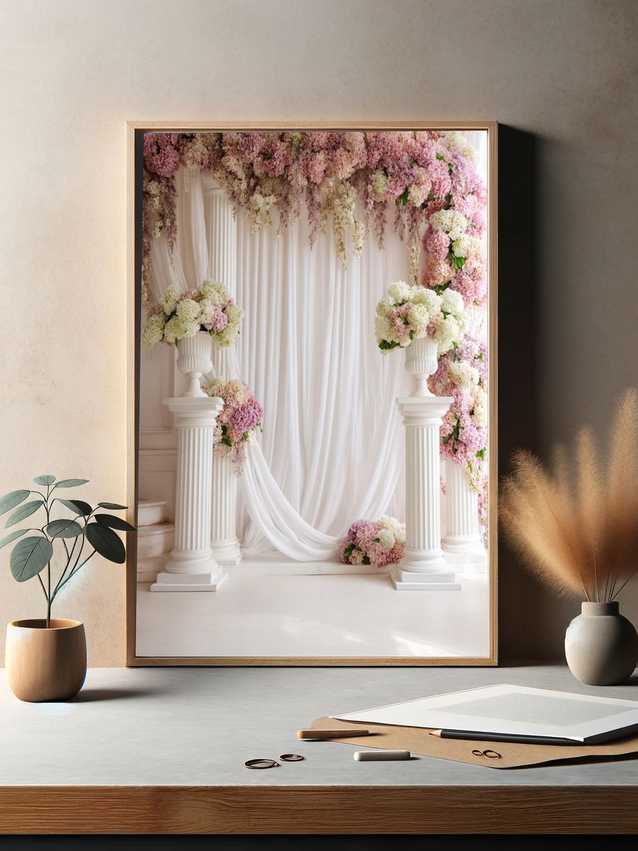 Pastel Floral Archway Photography Poster. — room view 2