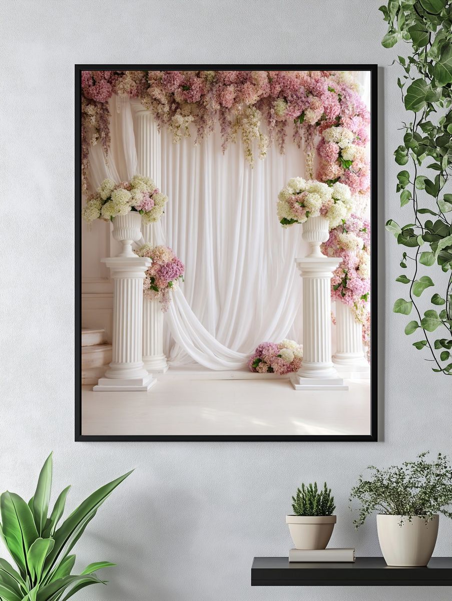 Pastel Floral Archway Photography Poster. — room view 4