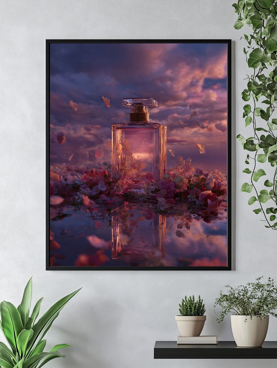 Dreamy Perfume Bottle Photography Poster. — room view 4