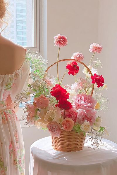 Pastel Flower Basket Photography Poster. poster print