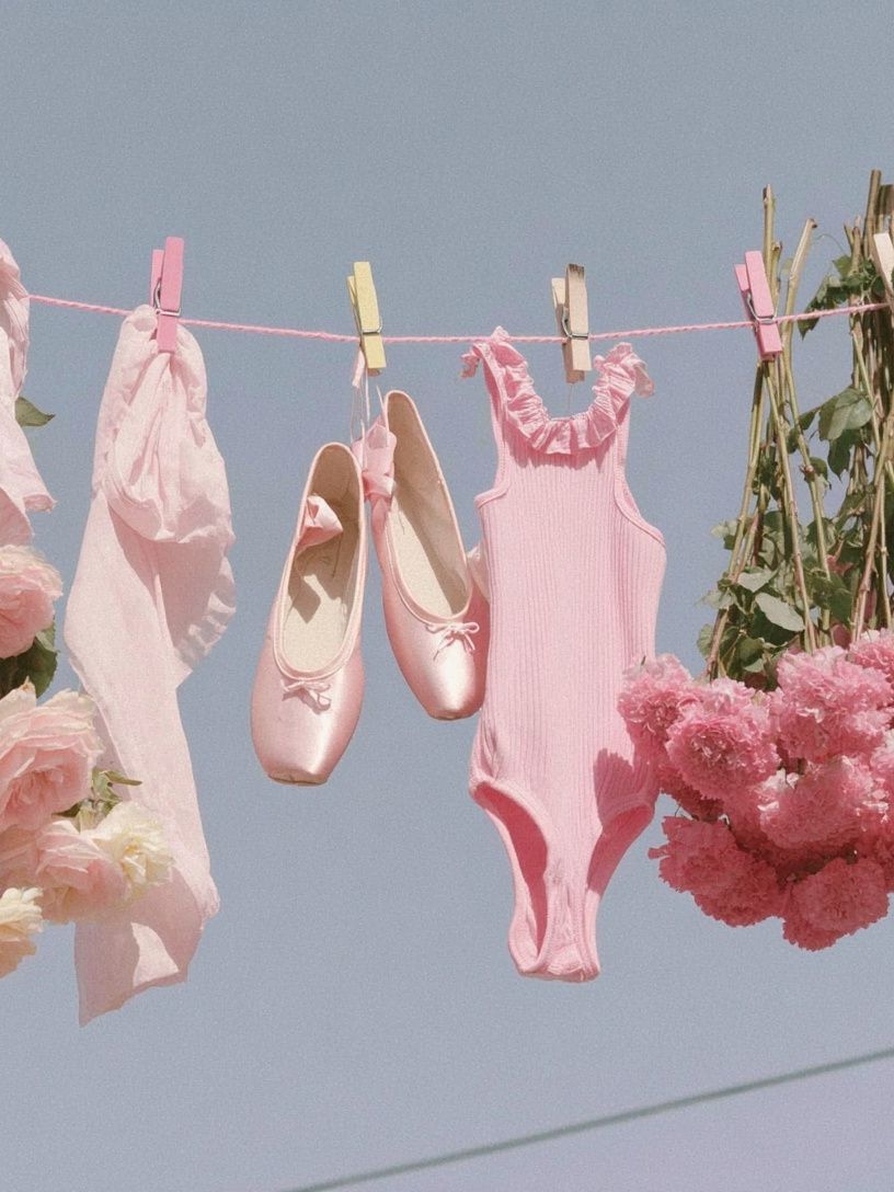 Pink Ballet Laundry Still Life Poster. poster detail