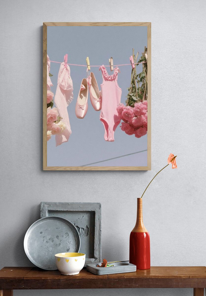 Pink Ballet Laundry Still Life Poster. — room view 3