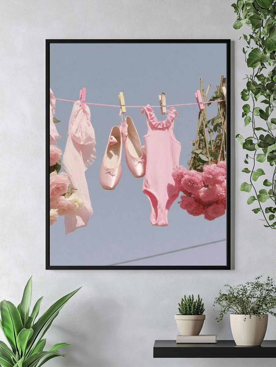 Pink Ballet Laundry Still Life Poster. — room view 4