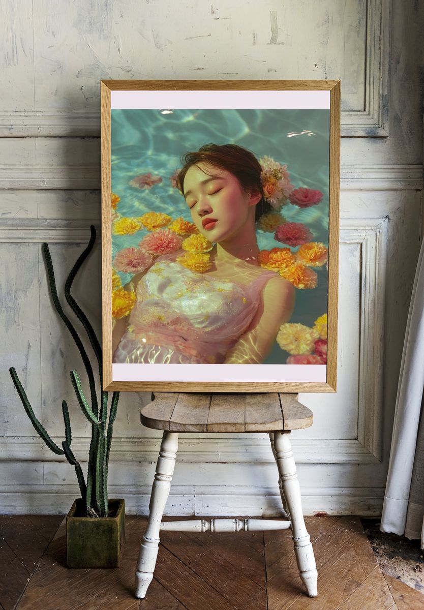 Floating Floral Portrait Print. — room view 1