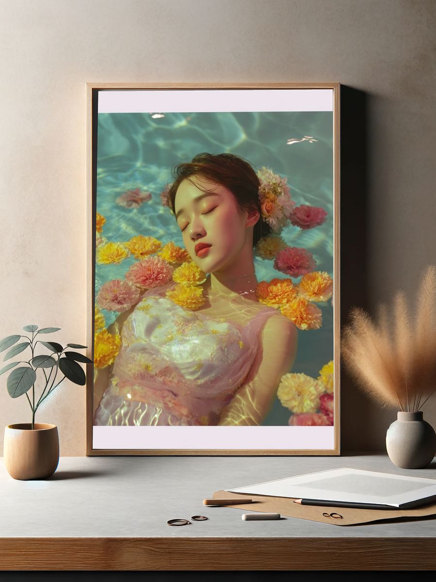 Floating Floral Portrait Print. — room view 2