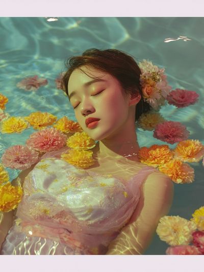 Floating Floral Portrait Print. poster