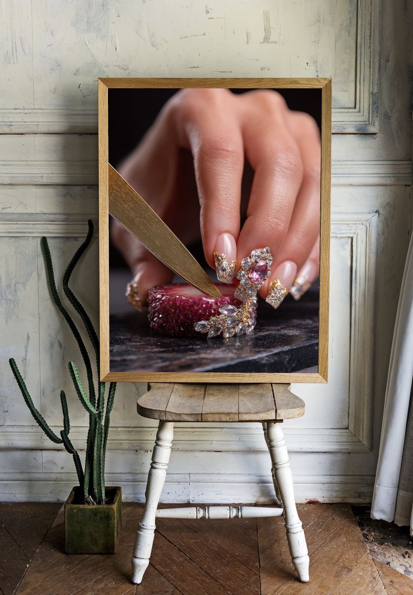 Luxury Gemstone Nail Art Photography Poster. — room view 1