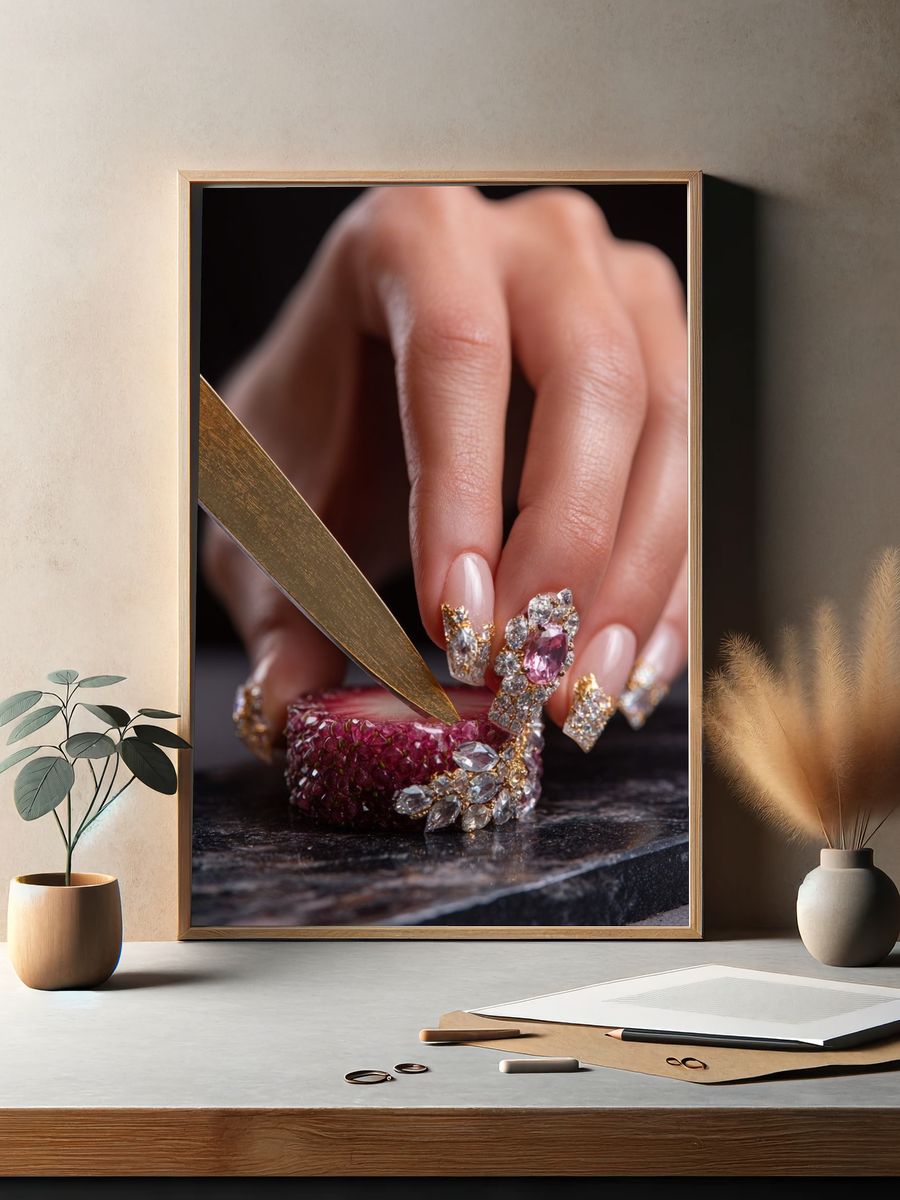 Luxury Gemstone Nail Art Photography Poster. — room view 2