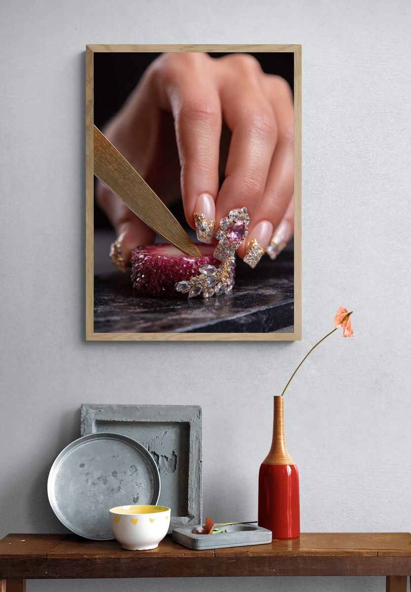 Luxury Gemstone Nail Art Photography Poster. — room view 3