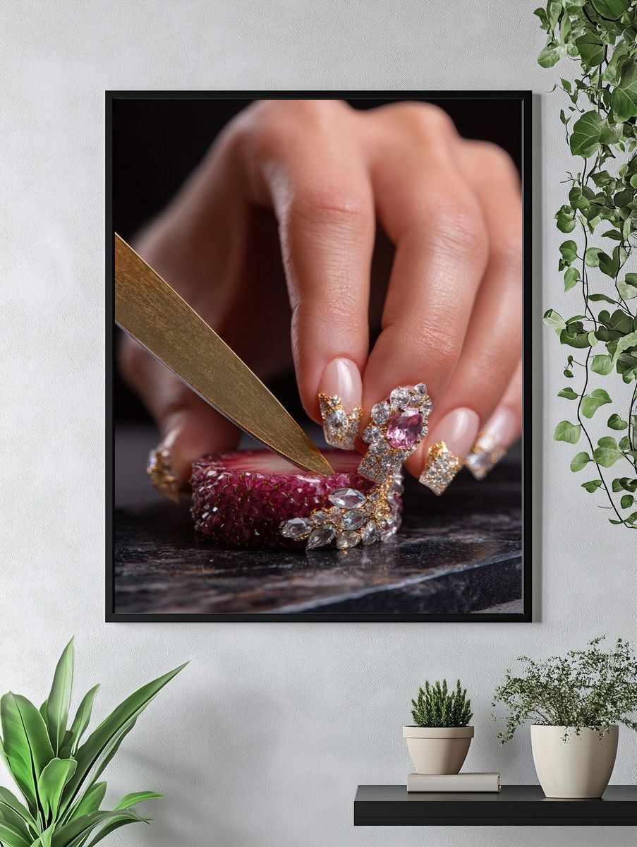 Luxury Gemstone Nail Art Photography Poster. — room view 4