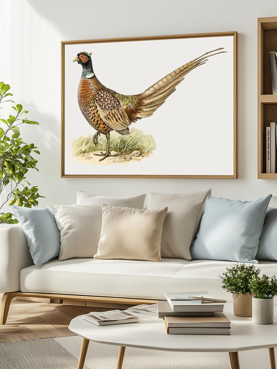 Colorful Pheasant Illustration Poster. — room view 2
