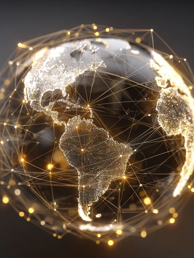 Glowing Digital Globe Photography Poster. poster — photography art