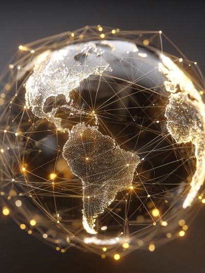 Glowing Digital Globe Photography Poster. poster print