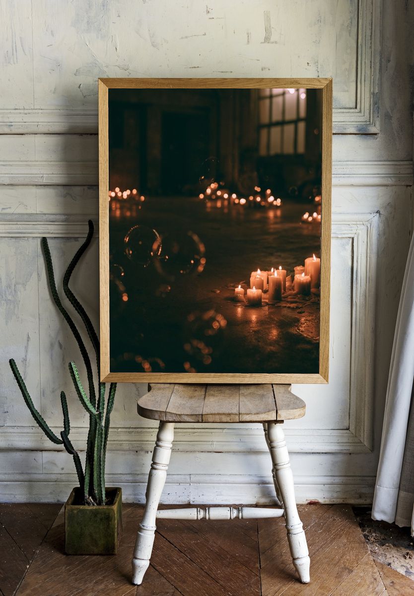 Candlelit Floor Glow Photography Poster. room preview