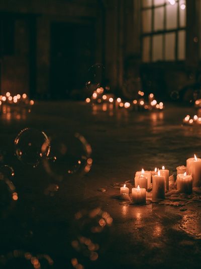 Candlelit Floor Glow Photography Poster.