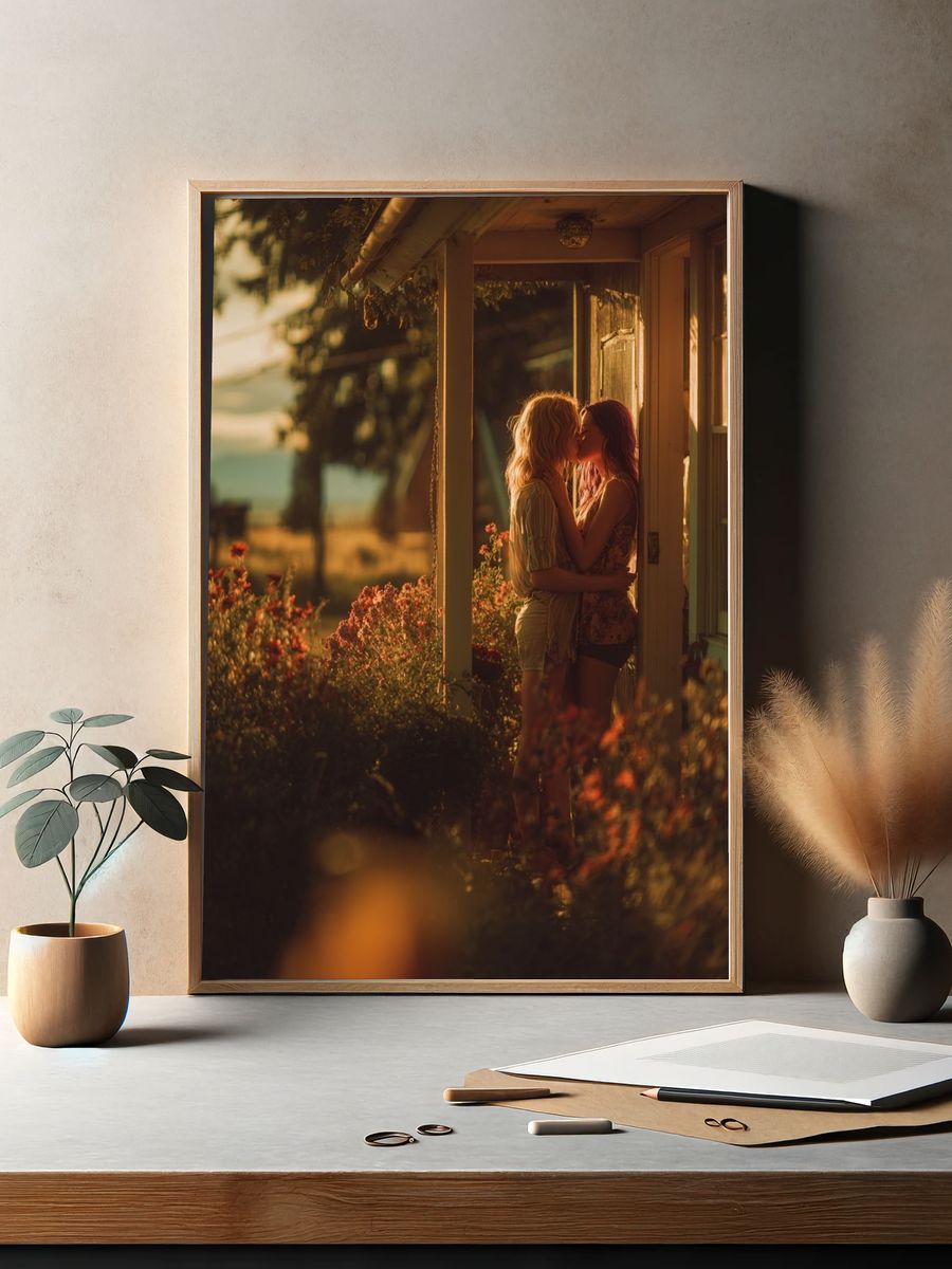 Golden Hour Kiss Photography Poster. — room view 2