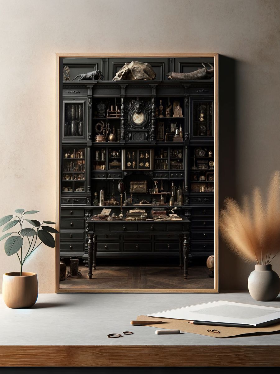 Dark Curiosity Cabinet Photography Poster. — room view 2