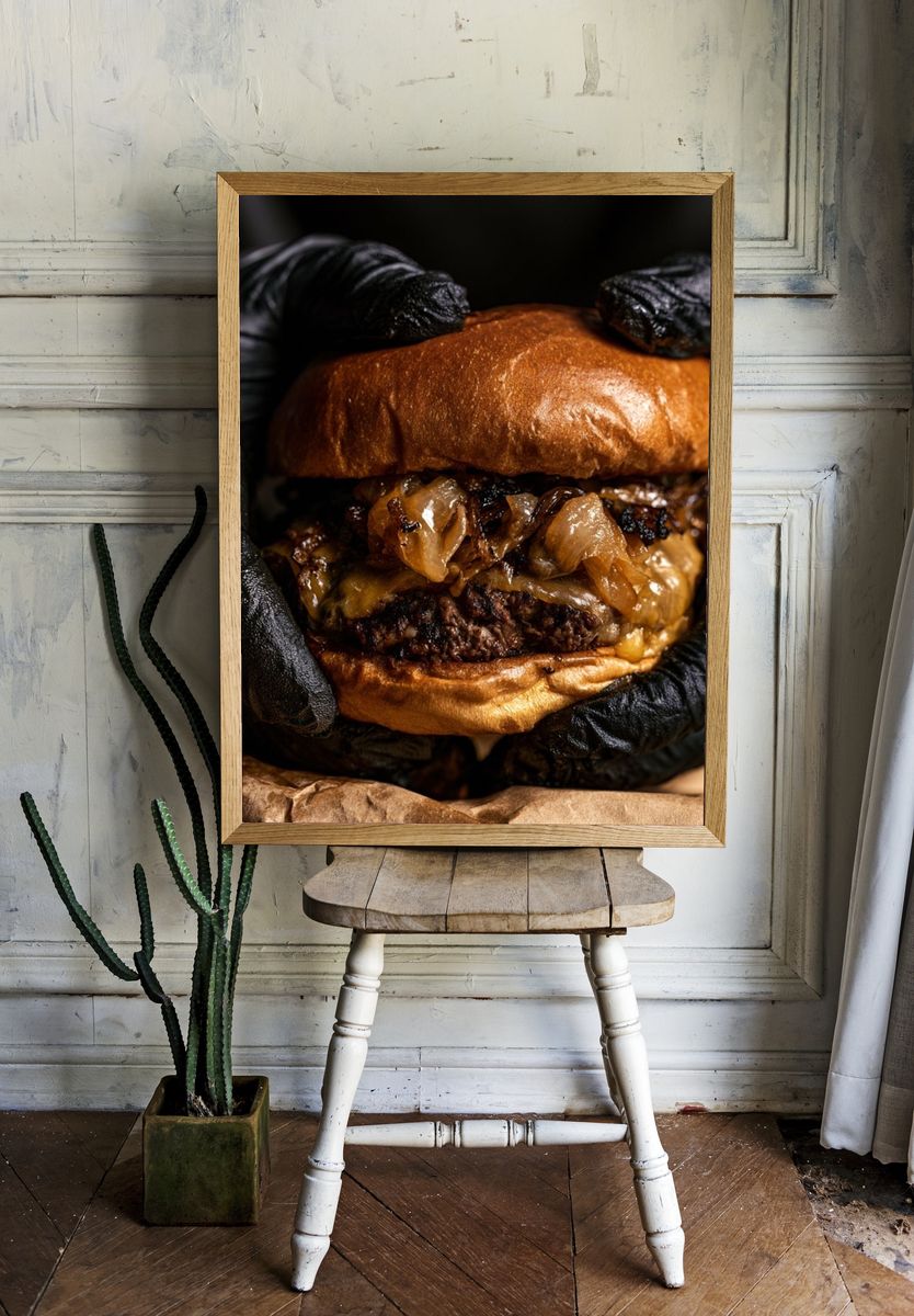 Gourmet Burger Photography Poster. — room view 1