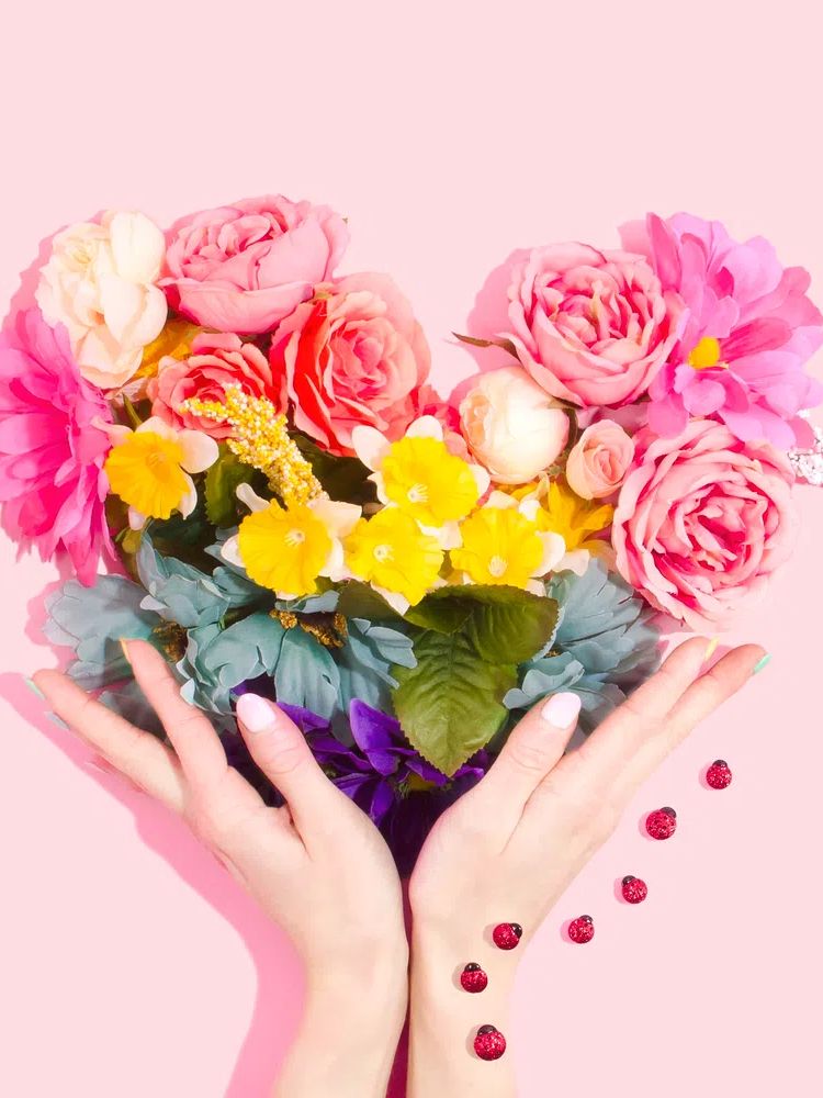Rainbow flower heart. poster detail