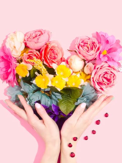 Rainbow flower heart. poster print