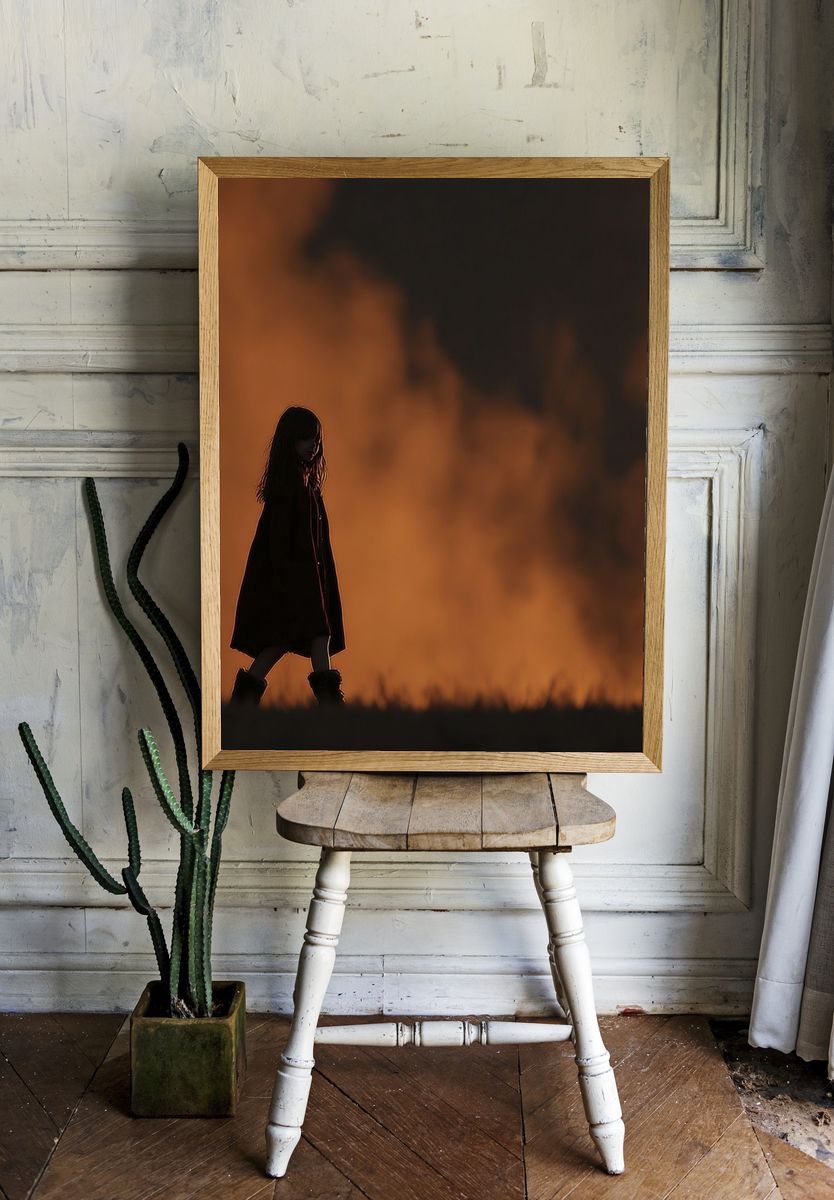 Silhouette of a Girl at Dusk — Photography Print. — room view 1