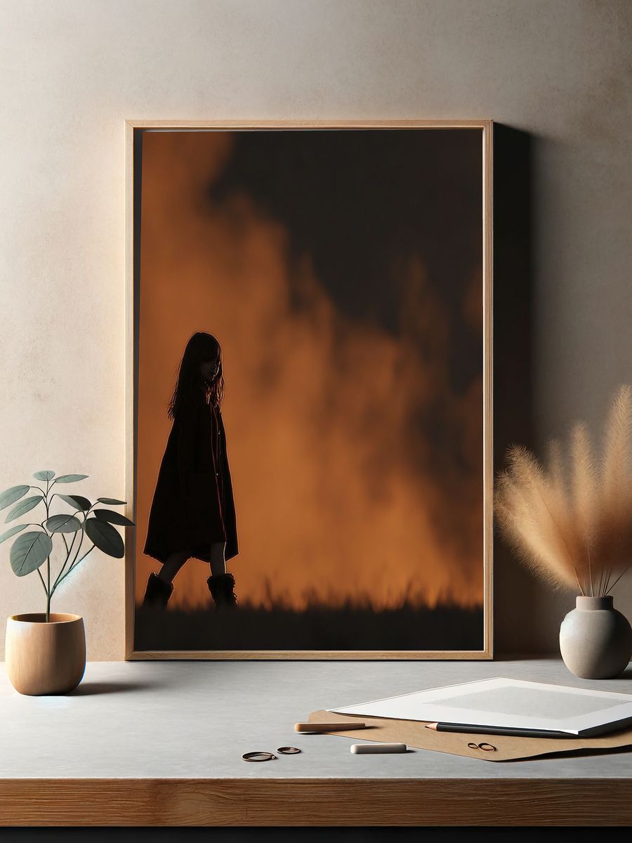 Silhouette of a Girl at Dusk — Photography Print. — room view 2