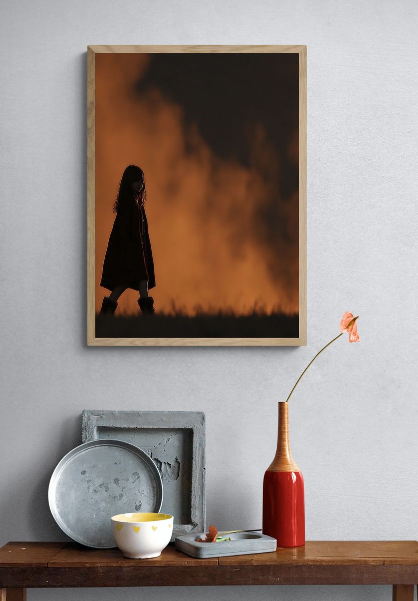 Silhouette of a Girl at Dusk — Photography Print. — room view 3