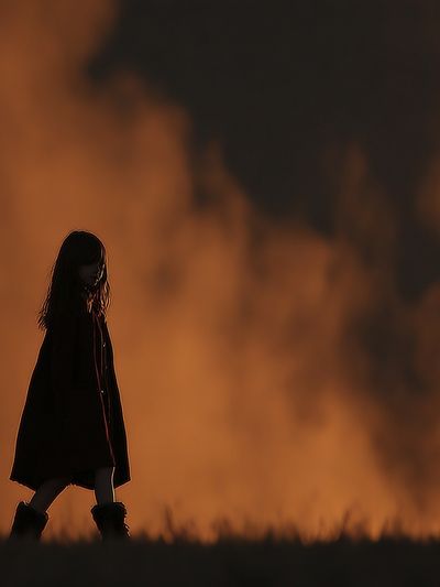 Silhouette of a Girl at Dusk — Photography Print. poster print