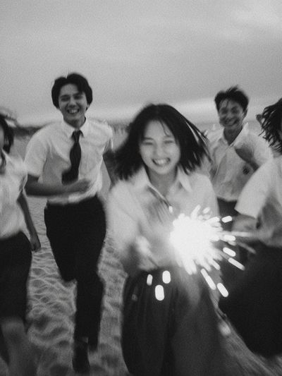 Beach Friends Black-White Photography Poster. poster print