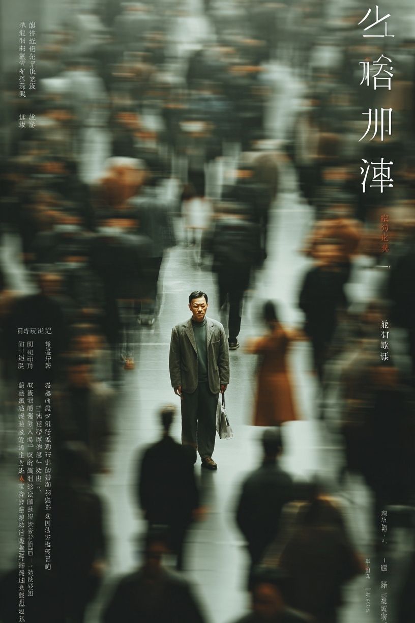 Lonely Man in Crowd Photography Poster. poster detail