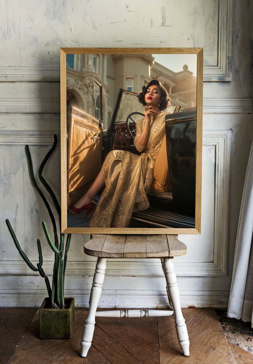 Vintage Glamour Car Portrait Poster. — room view 1