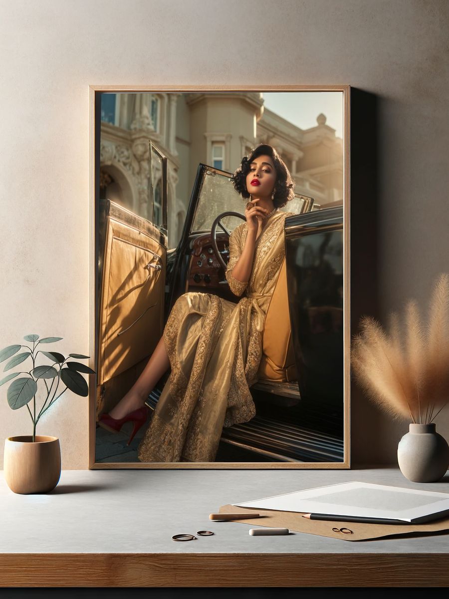 Vintage Glamour Car Portrait Poster. — room view 2