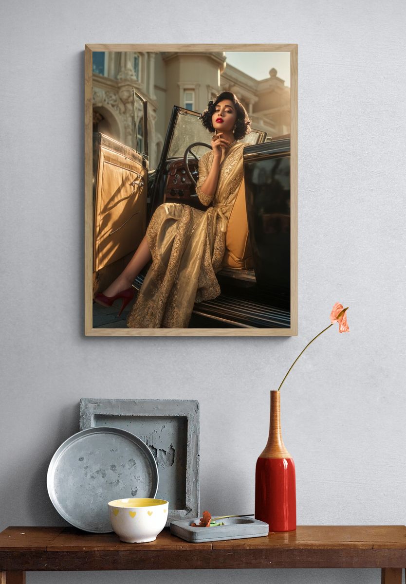Vintage Glamour Car Portrait Poster. — room view 3