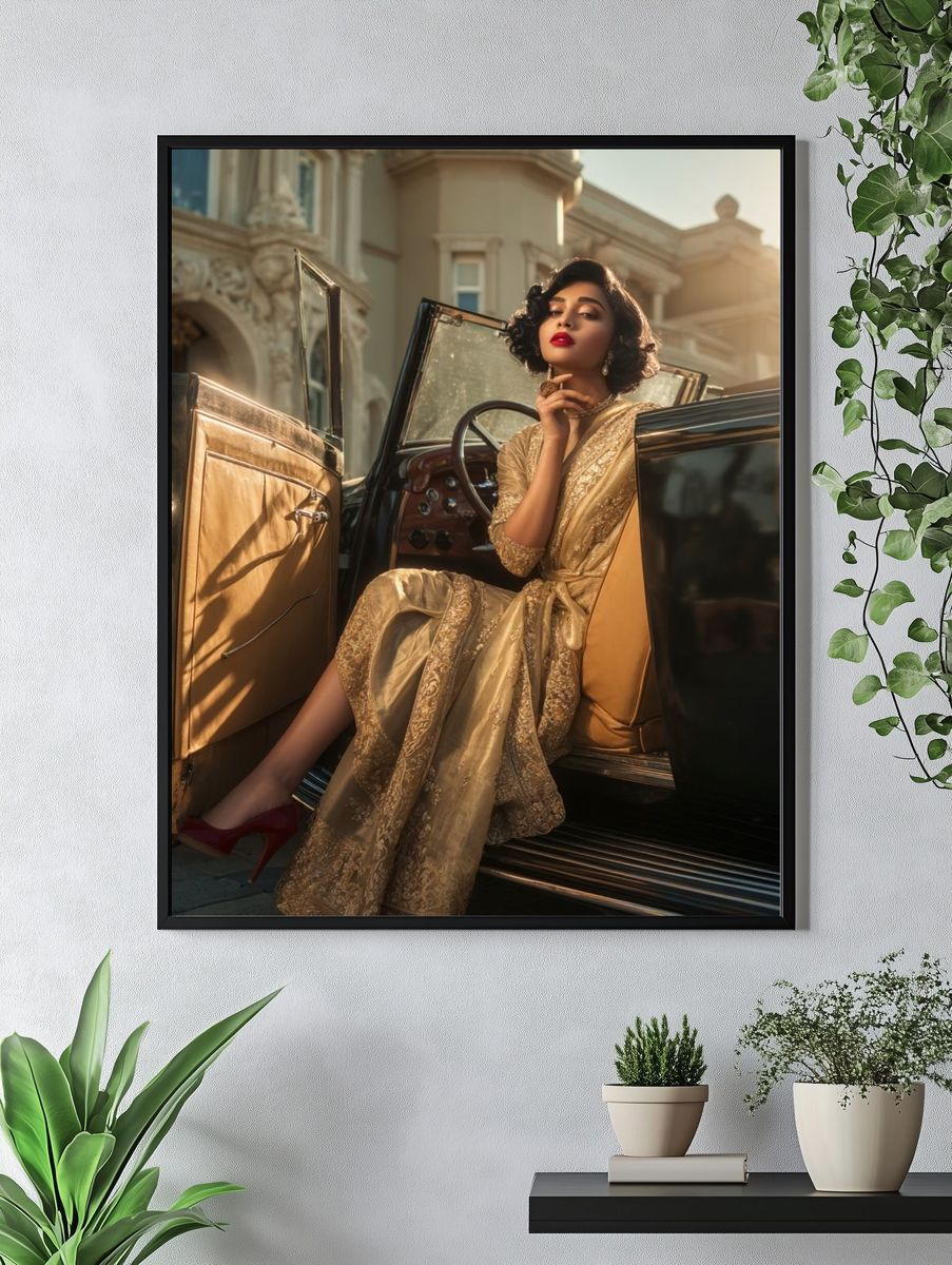 Vintage Glamour Car Portrait Poster. — room view 4