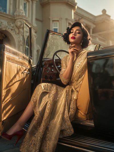 Vintage Glamour Car Portrait Poster. poster print