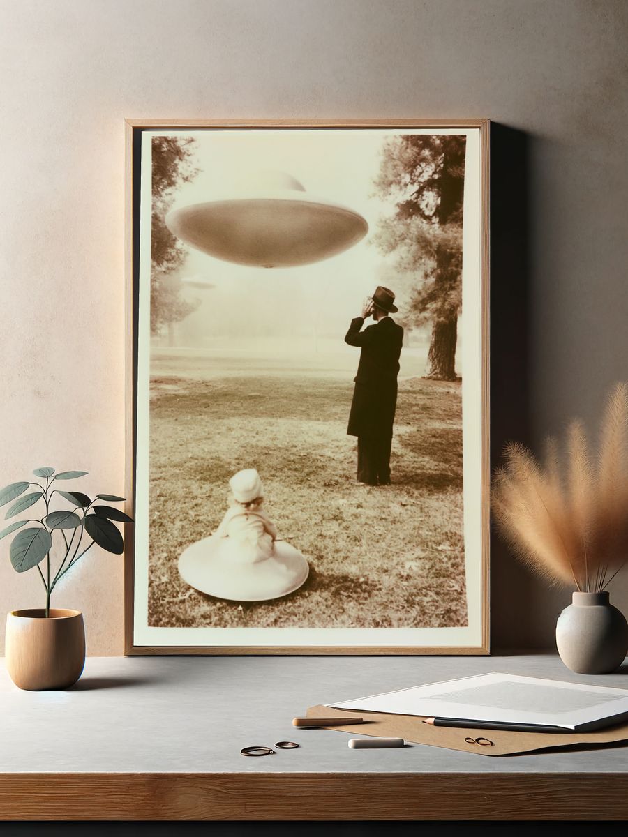 Surreal UFO Encounter Poster. — room view 2