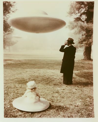 Surreal UFO Encounter Poster. poster