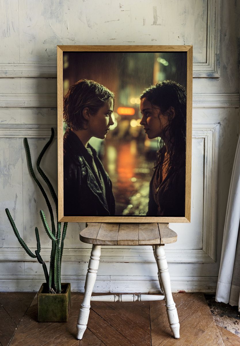 Rainy Neon Face-Off Photography Poster. — room view 1