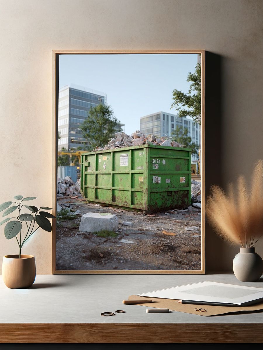 Urban Construction Dumpster Photography Poster. — room view 2