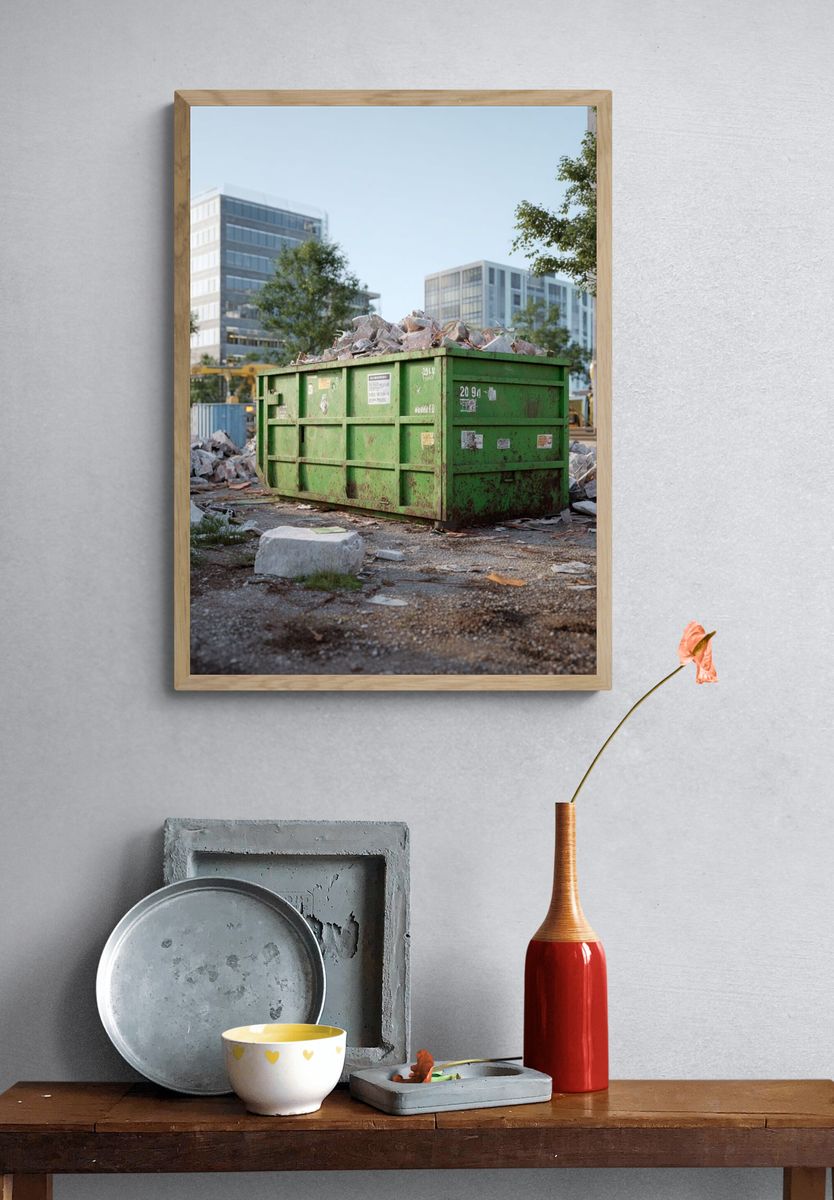 Urban Construction Dumpster Photography Poster. — room view 3