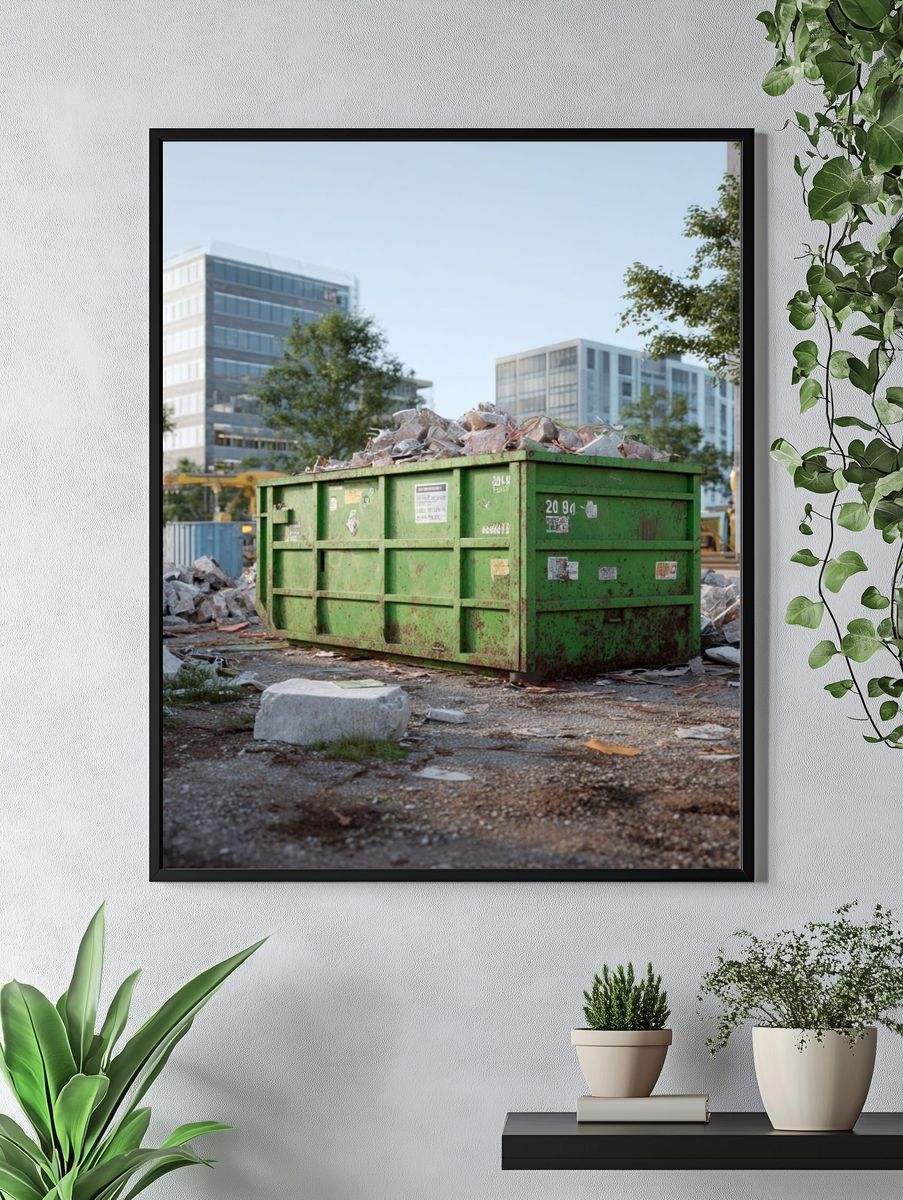 Urban Construction Dumpster Photography Poster. — room view 4