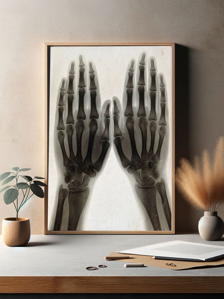 X-Ray Hands Black-White Poster. — room view 2