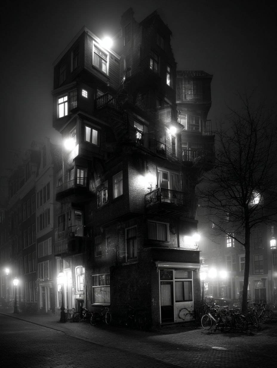 Mysterious Building at Night — Photography Print. poster — photography art