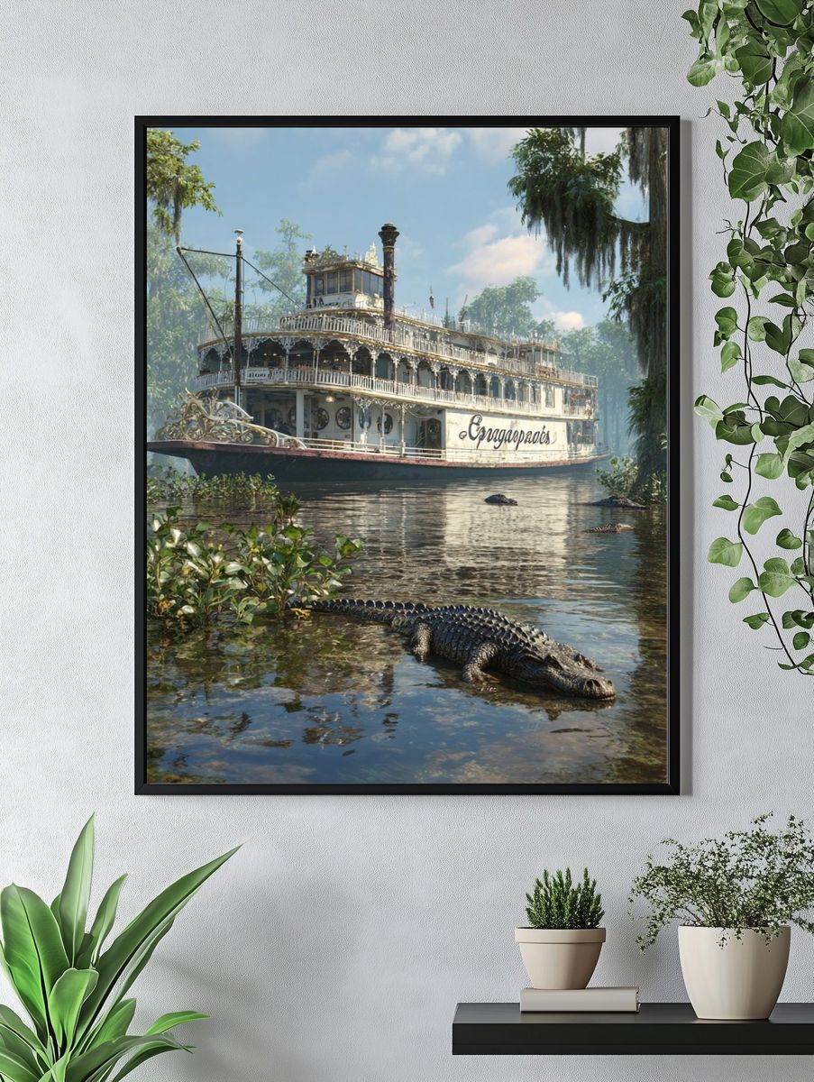 Swamp Riverboat Scene Photography Print. — room view 4
