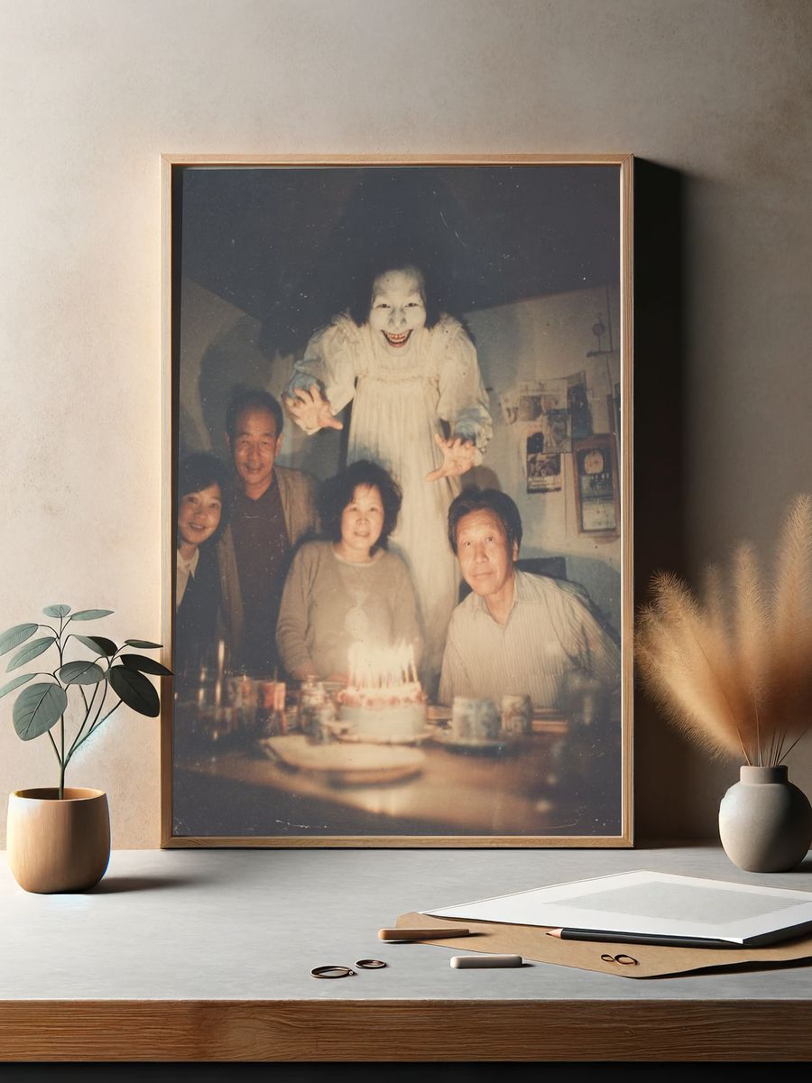 Haunted Family Birthday Photography Poster. — room view 2