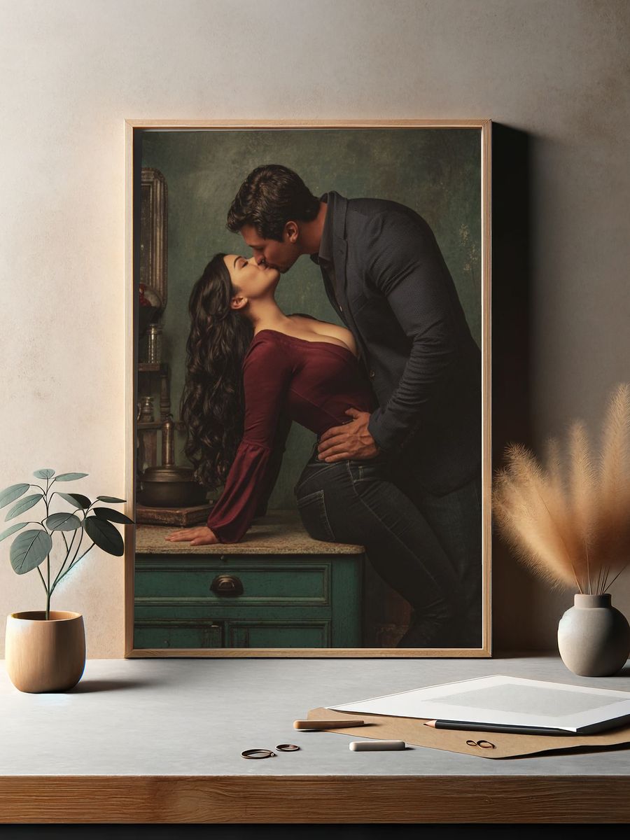 Romantic Kiss Photography Poster. — room view 2