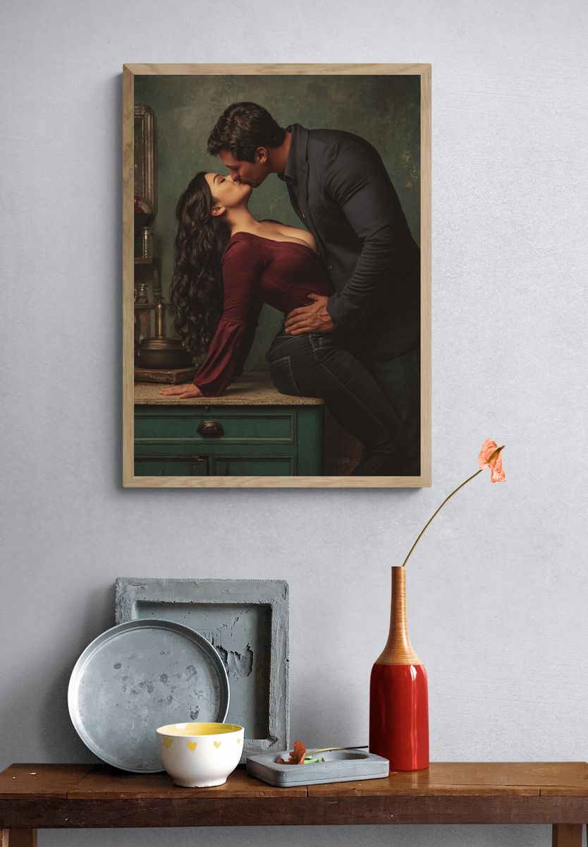 Romantic Kiss Photography Poster. — room view 3