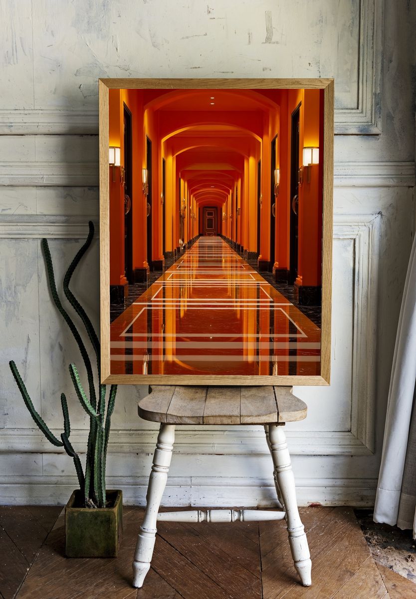 Vibrant Hotel Corridor — Photography Print. — room view 1