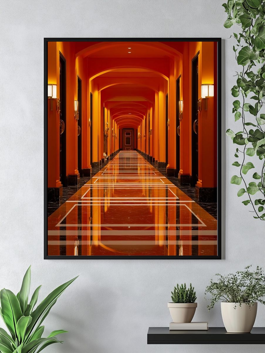 Vibrant Hotel Corridor — Photography Print. — room view 4
