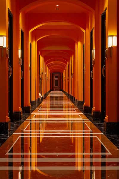 Vibrant Hotel Corridor — Photography Print. poster print
